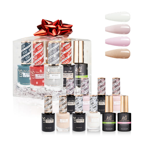 LDS Holiday Gift Bubdle: 4 Gel & Lacquer, 1 Base Gel, 1 Top Gel - 051, 053, 055, 149