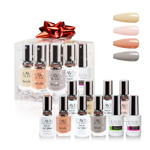 LAVIS Holiday Gift Bubdle: 4 Gel & Lacquer, 1 Base Gel, 1 Top Gel - 044, 045, 069, 043