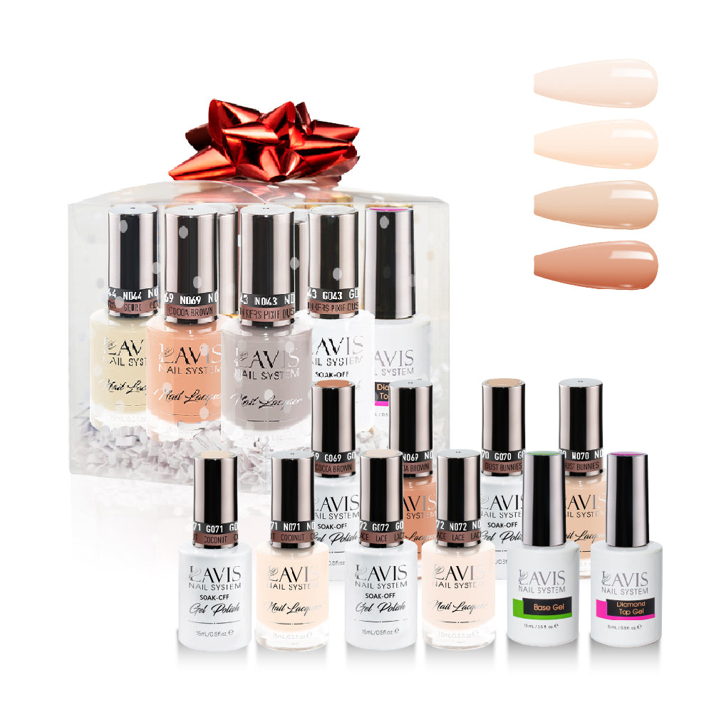 LAVIS Holiday Gift Bubdle: 4 Gel & Lacquer, 1 Base Gel, 1 Top Gel - 072, 071, 070, 069