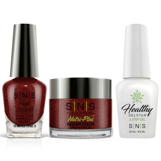 SNS 3 in 1 - CY01 Shimmering Garnet - Dip (1.5oz), Gel & Lacquer Matching