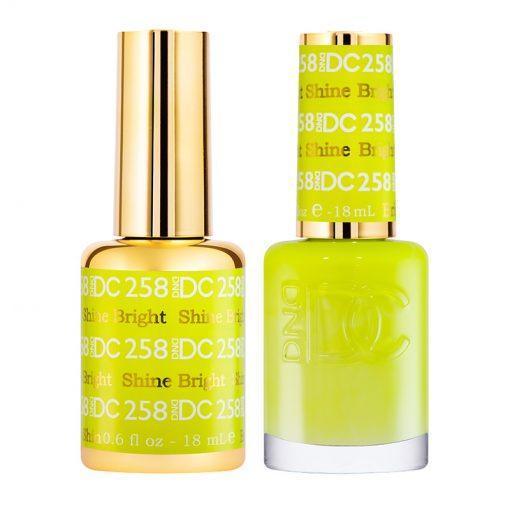 DND DC Gel Nail Polish Duo - 258 Yellow, Neon Colors - Shine Bright