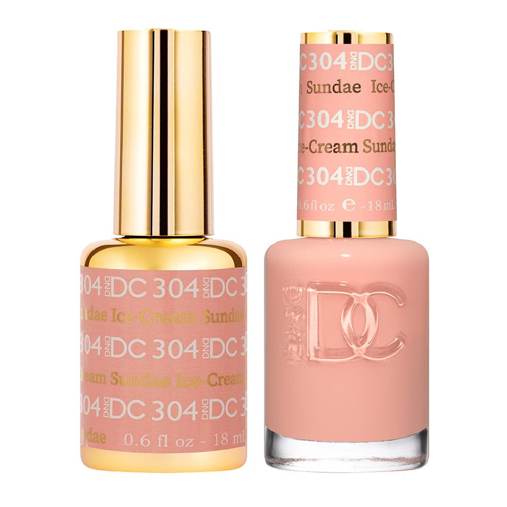 DND DC Gel Nail Polish Duo - 304 Coral Pink Colors - Ice-Cream Sundae