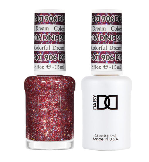 DND Gel Nail Polish Duo - 906 Colorful Dream - DND Super Glitter Collection