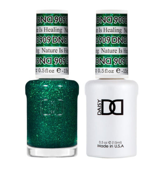 DND Gel Nail Polish Duo - 909 Nature Is Healing - DND Super Glitter Collection