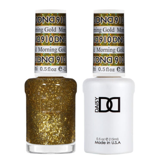 DND Gel Nail Polish Duo - 910 Morning Gold - DND Super Glitter Collection