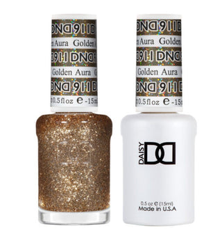 DND Gel Nail Polish Duo - 911 Golden Aura - DND Super Glitter Collection