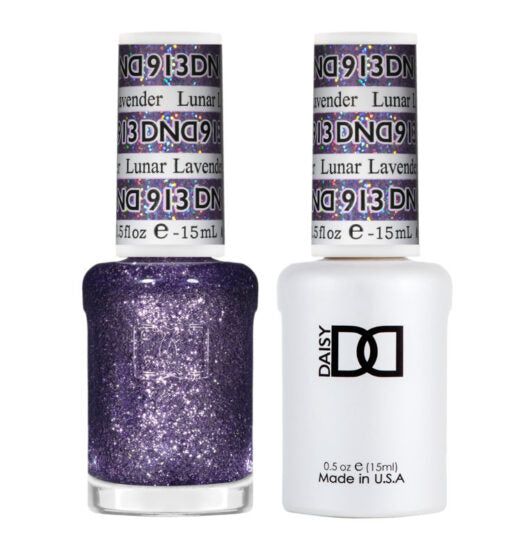 DND Gel Nail Polish Duo - 913 Lunar Lavender - DND Super Glitter Collection