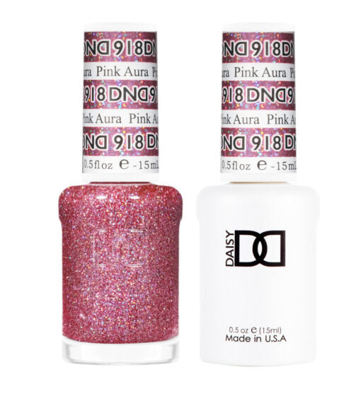 DND Gel Nail Polish Duo - 918 Pink Aura - DND Super Glitter Collection