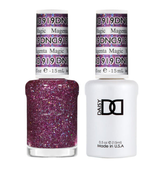 DND Gel Nail Polish Duo - 919 Magenta Magic - DND Super Glitter Collection
