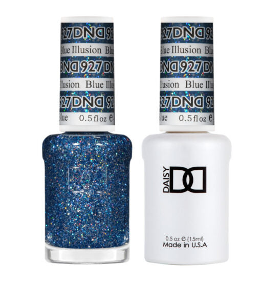 DND Gel Nail Polish Duo - 927 Blue Illusion - DND Super Glitter Collection