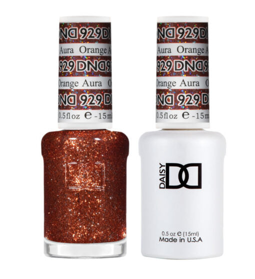 DND Gel Nail Polish Duo - 929 Orange Aura - DND Super Glitter Collection