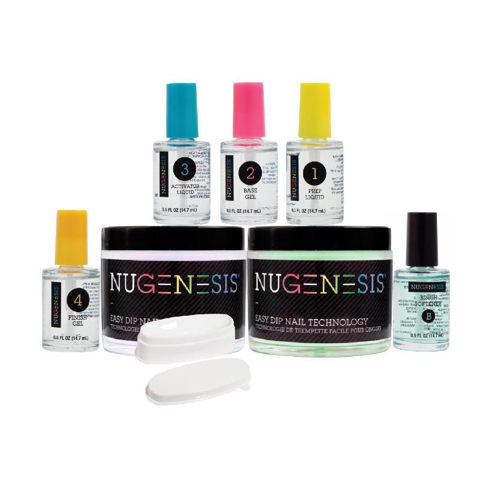 NuGenesis Dip Powder Starter Kit 2 - Crystal Clear, Dip Powder Color, 5 Essentials, Molding