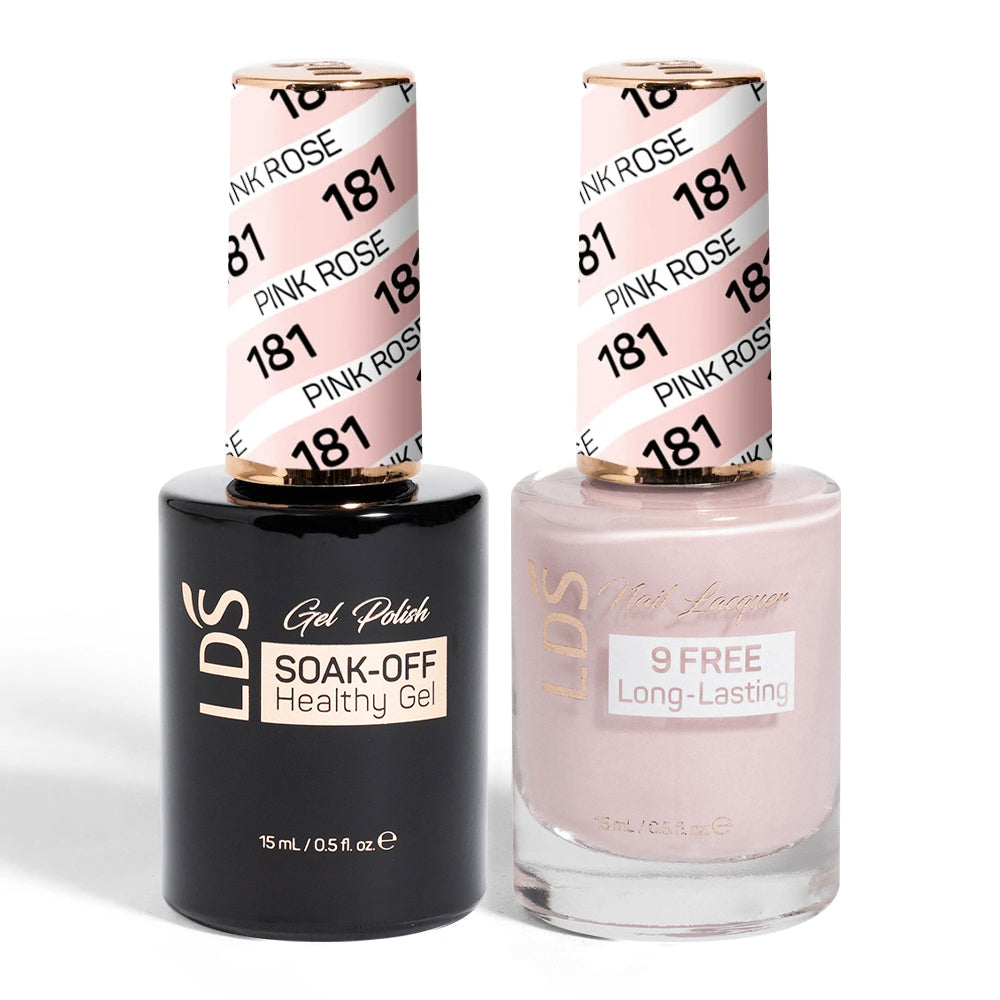 LDS 181 Pink Rose - LDS Healthy Gel Polish & Matching Nail Lacquer Duo Set - 0.5oz