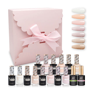 LDS Holiday Gift Bubdle: 7 Gel Polishes, 1 Base Gel, 1 Top Gel - 149, 049, 050, 051, 052, 054, 055