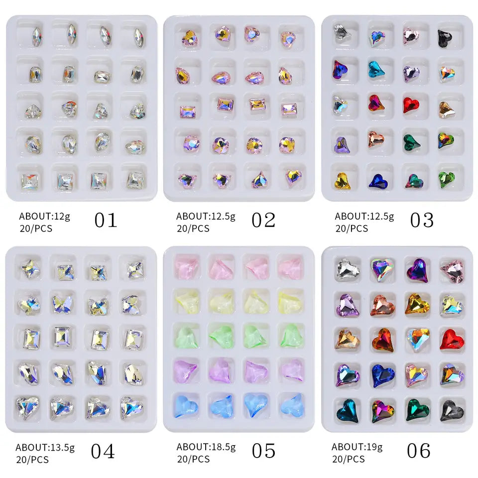 20pcs Love Diamond Crystal - 03 S Mixed Heart