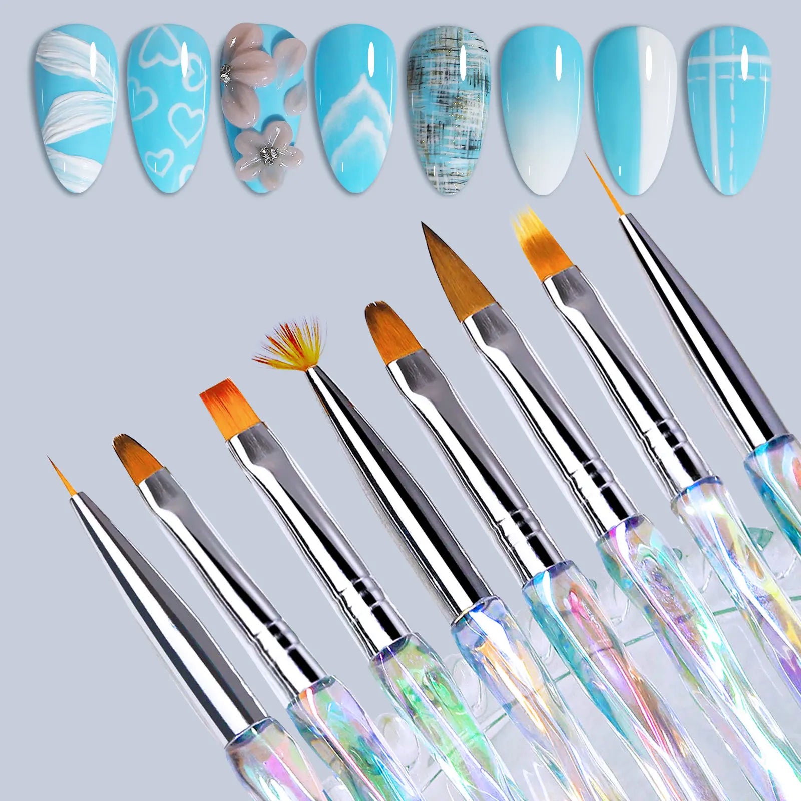 8pcs/set Aurora Acrylic Nail Art Painting Pens