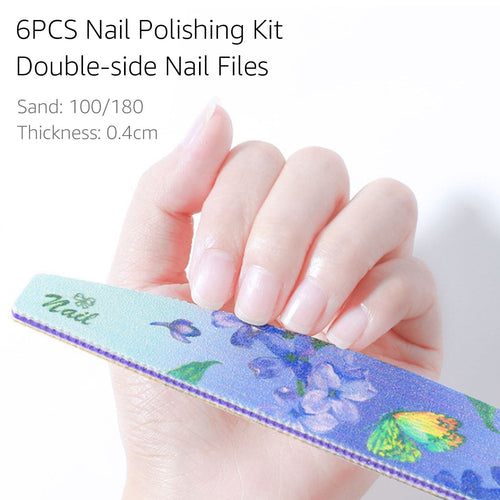 6PCS Nail Polishing Kit Double-side Nail Files