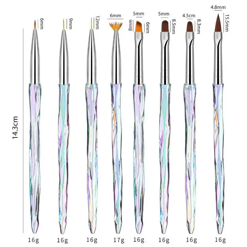 8pcs/set Aurora Acrylic Nail Art Painting Pens