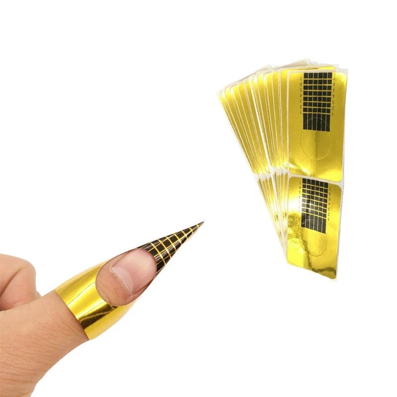 100Pcs Nail Form Extension Sticker - Gold
