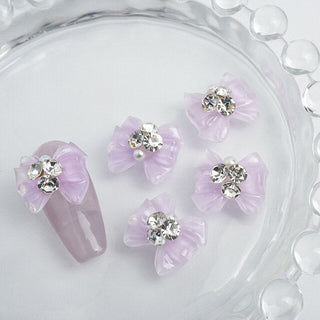 #025-039 2PCS Big Bow with Rhinestone Nail Charm
