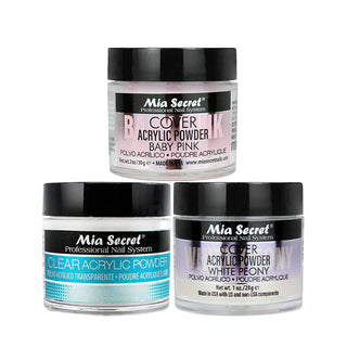 Mia Secret Kit 3: Clear, Cover Baby Pink, Cover White Peony 1oz