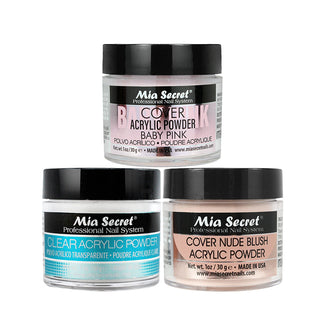 Mia Secret Kit 4: Clear, Cover Baby Pink, Cover Nude 1oz