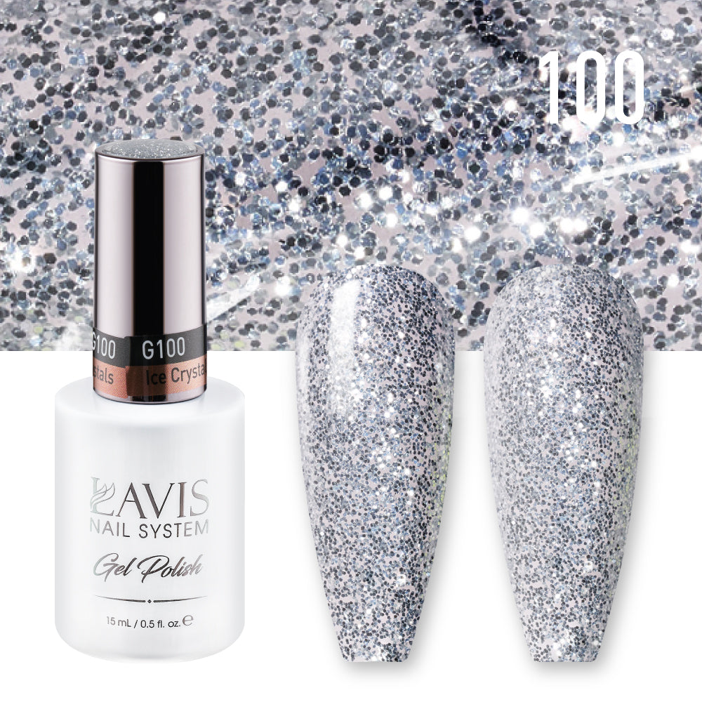 LAVIS 100 Ice Crystals - Gel Polish & Matching Nail Lacquer Duo Set - 0.5oz