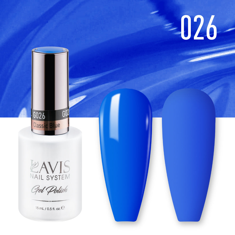 LAVIS 026 Classic Blue - Gel Polish & Matching Nail Lacquer Duo Set - 0.5oz