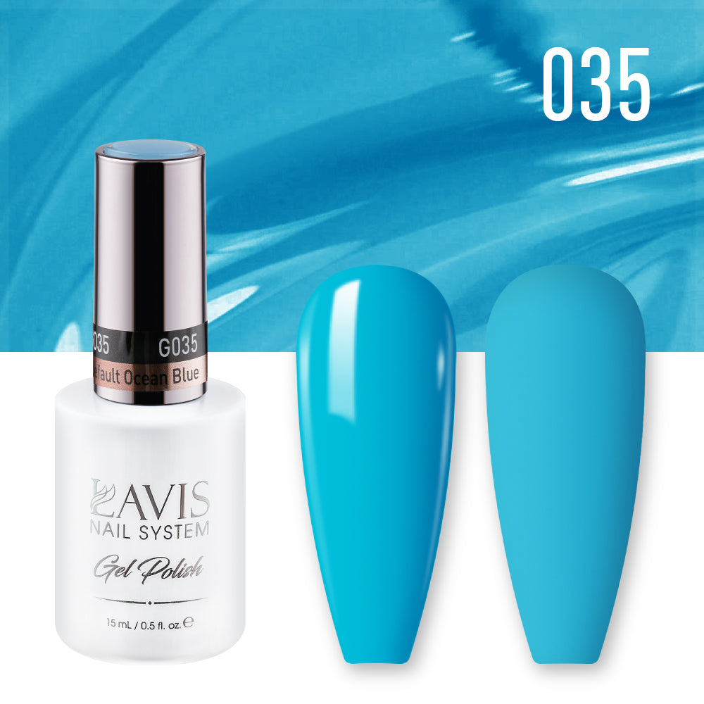 LAVIS 035 Default Ocean Blue - Gel Polish & Matching Nail Lacquer Duo Set - 0.5oz