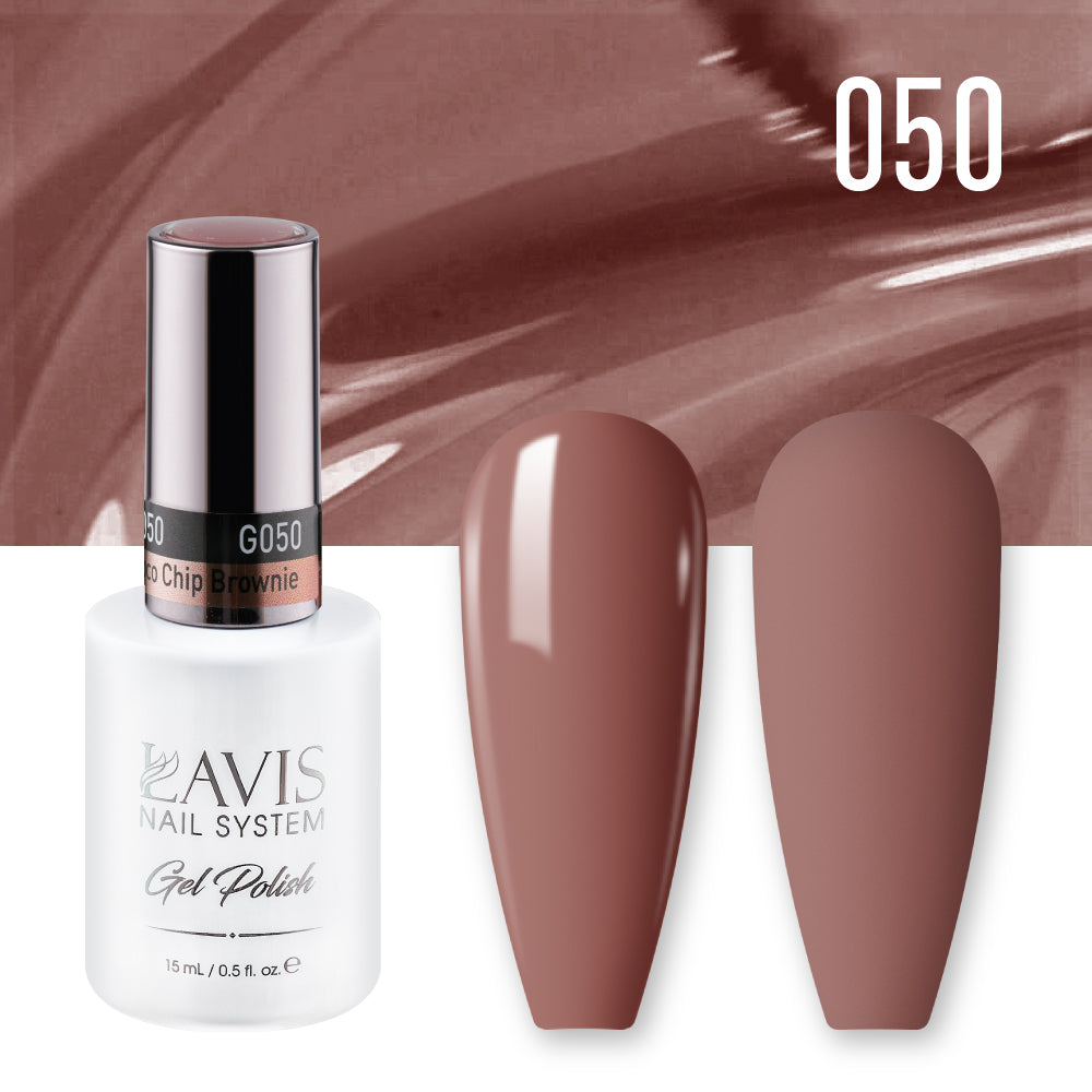 LAVIS 050 Choco Chip Brownie - Gel Polish & Matching Nail Lacquer Duo Set - 0.5oz