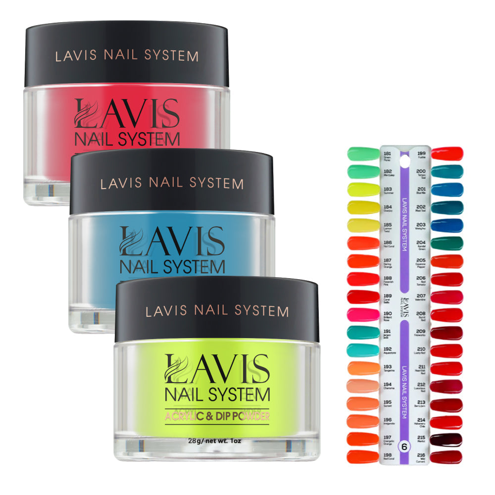 Lavis Acrylic & Dip Powder Part 6: 181-216 (36 Colors) 1oz