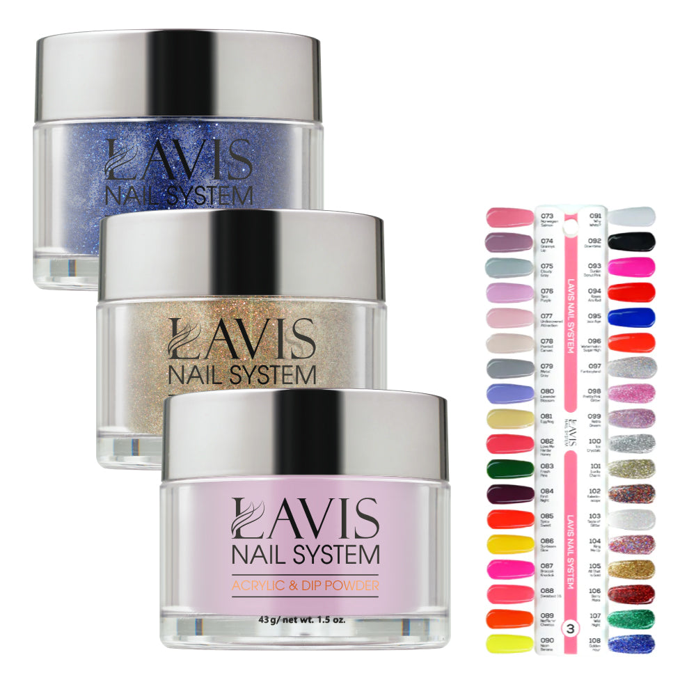 Lavis Acrylic & Dip Powder Part 3: 073-108 (36 Colors) 1.5oz