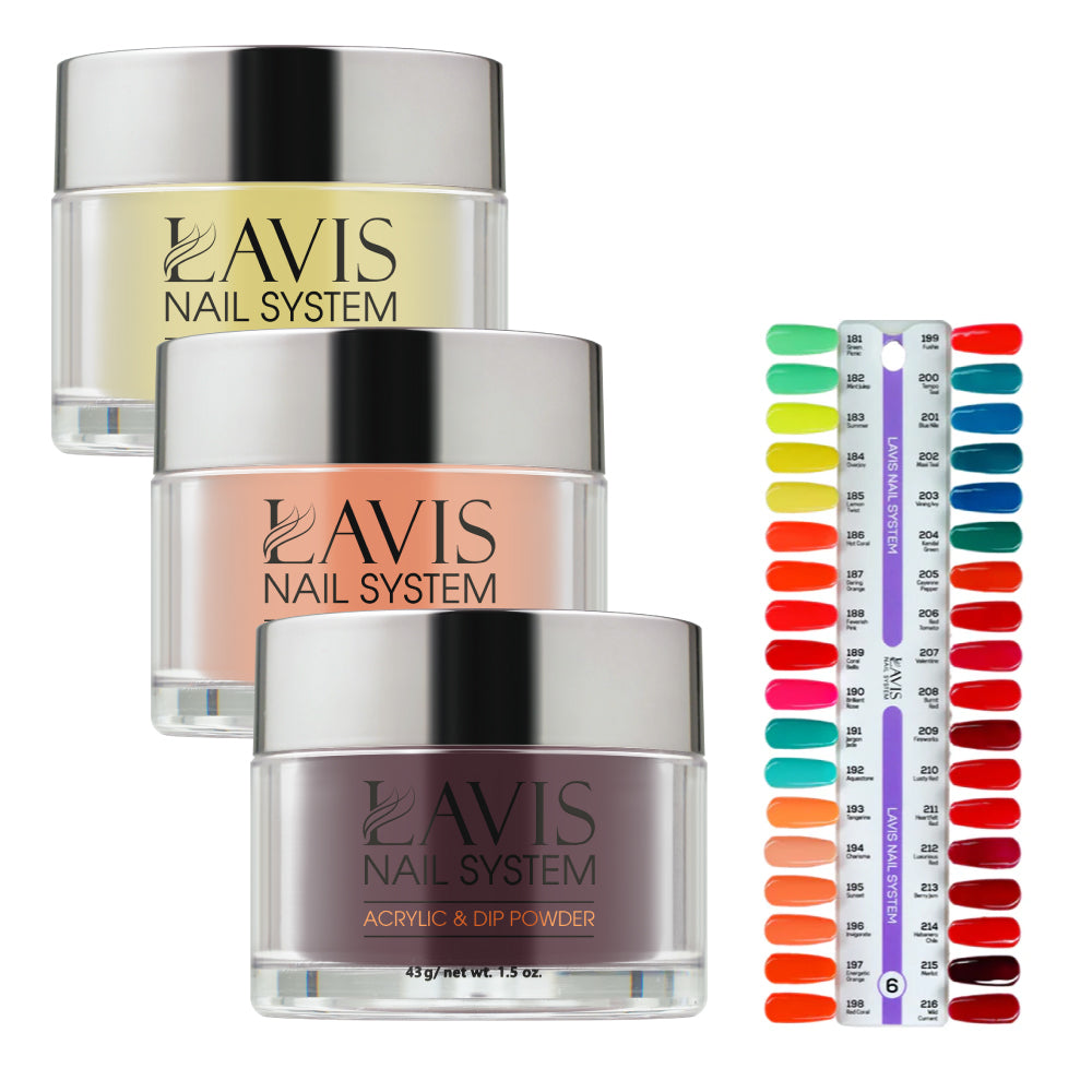 Lavis Acrylic & Dip Powder Part 6: 181-216 (36 Colors) 1.5oz