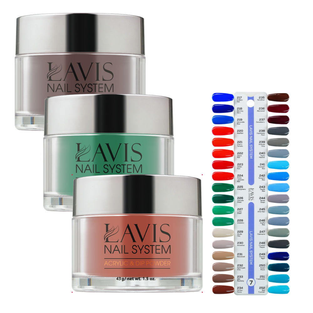 Lavis Acrylic & Dip Powder Part 7: 217-252 (36 Colors) 1.5oz