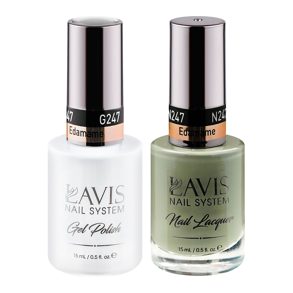 LAVIS 247 Laurel Green - Gel Polish & Matching Nail Lacquer Duo Set - 0.5oz