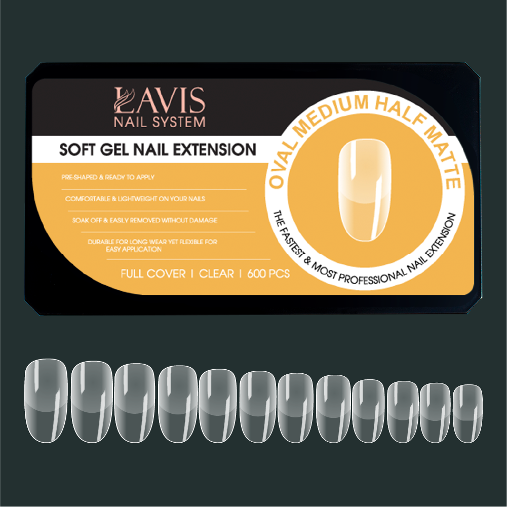 LAVIS - Oval Medium Half Matte Nail Tips