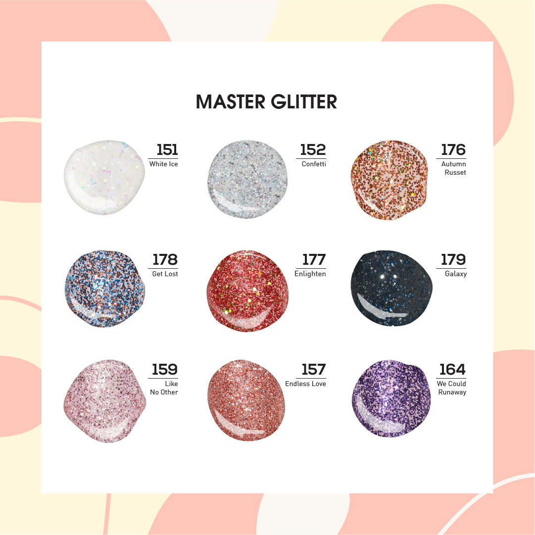 MASTER GLITTER - LDS Holiday Healthy Nail Lacquer Collection: 151, 152, 157, 159, 164, 176, 177, 178, 179