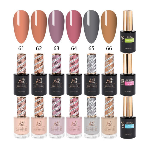 LDS Healthy Gel & Matching Lacquer Starter Kit : 61,62,63,64,65,66,Base,Top & Strengthener