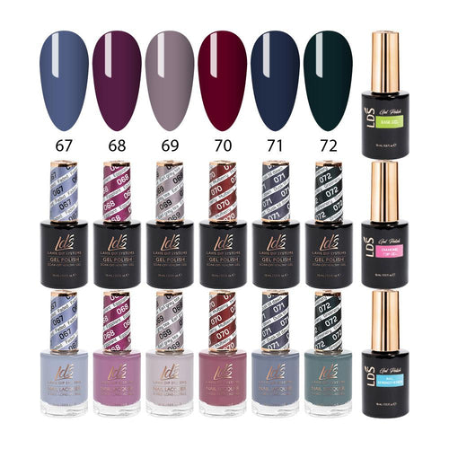 LDS Healthy Gel & Matching Lacquer Starter Kit : 67,68,69,70,71,72,Base,Top & Strengthener