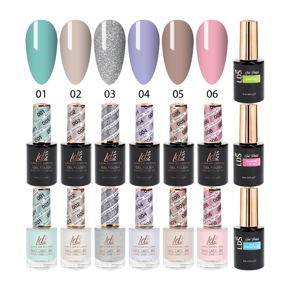 LDS Healthy Gel & Matching Lacquer Starter Kit : 1,2,3,4,5,6,Base,Top & Strengthener