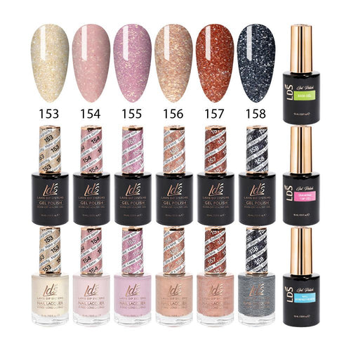 LDS Healthy Gel & Matching Lacquer Starter Kit : 153,154,155,156,157,158,Base,Top & Strengthener