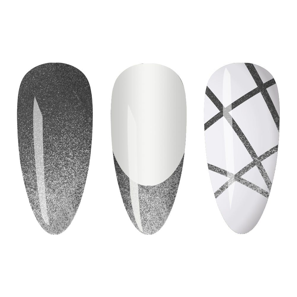  LDS - 22 (ver 2) Black Silver - Line Art Gel Nails Polish Nail Art