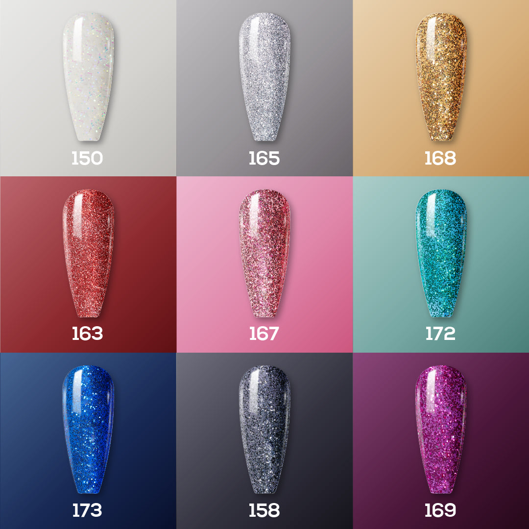 9 LDS Holiday Gel Nail Polish Collection - KEEP IT PLAYFUL - 150; 158; 163; 165; 167; 168; 169; 172; 173