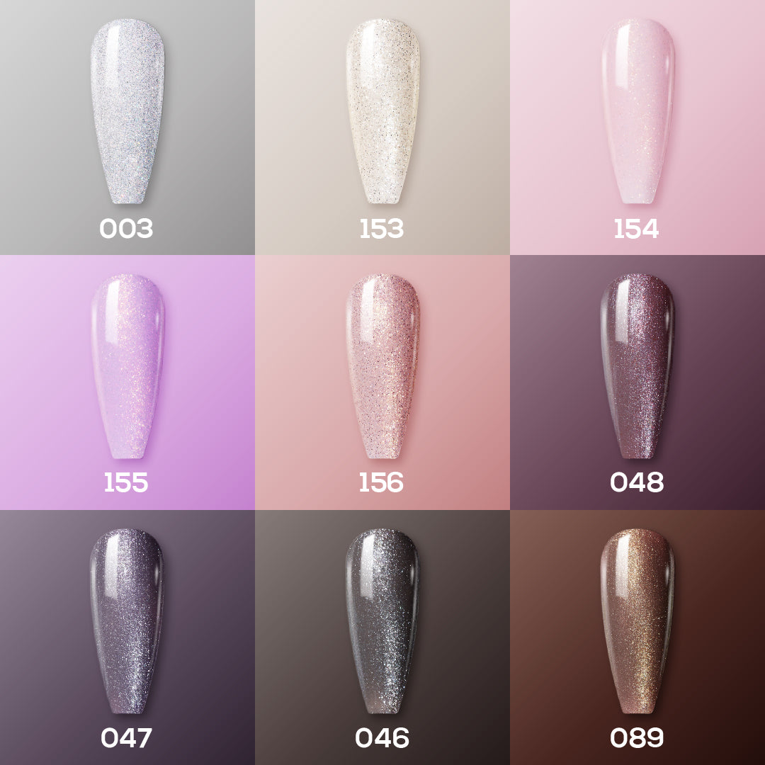 9 LDS Holiday Gel Nail Polish Collection - SOFT GLAM - 003; 046; 047; 048; 089; 153; 154; 155; 156