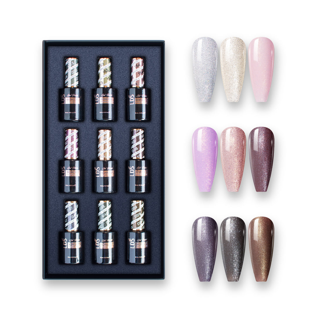 9 LDS Holiday Gel Nail Polish Collection - SOFT GLAM - 003; 046; 047; 048; 089; 153; 154; 155; 156