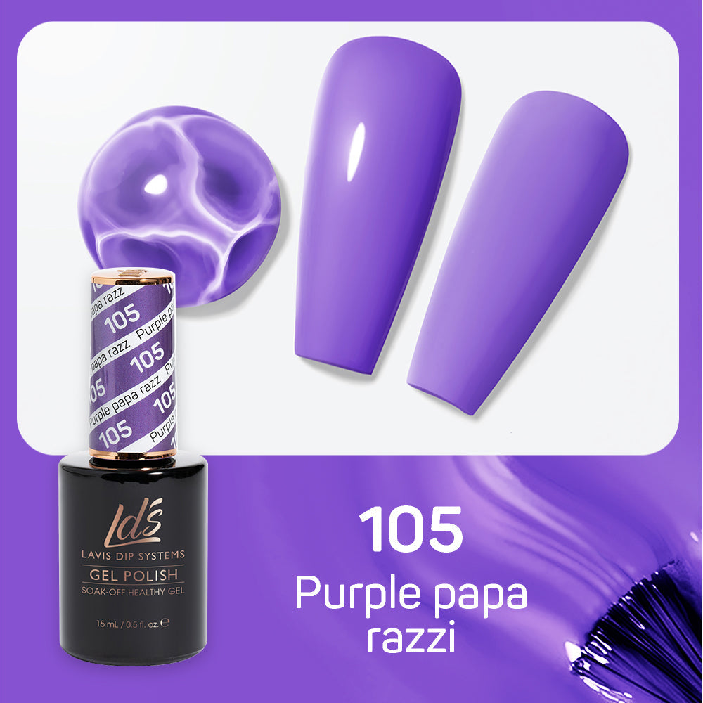 LDS 105 Purple Papa Razzi - LDS Healthy Gel Polish & Matching Nail Lacquer Duo Set - 0.5oz