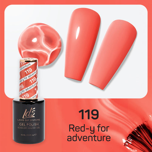 LDS 119 Red-Y For Adventure - LDS Healthy Gel Polish & Matching Nail Lacquer Duo Set - 0.5oz