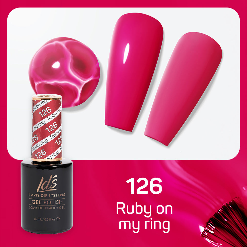 LDS 126 Ruby On My Ring - LDS Healthy Gel Polish & Matching Nail Lacquer Duo Set - 0.5oz