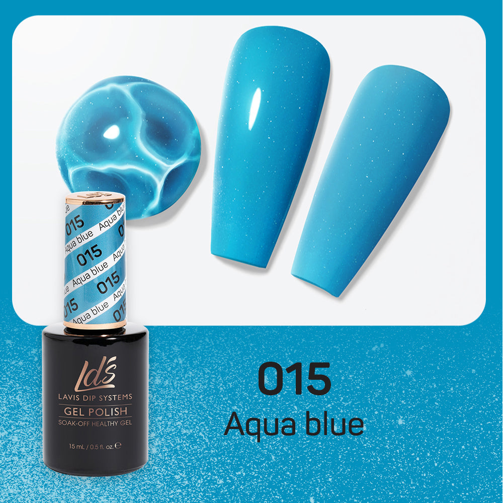 LDS 015 Aqua Blue - LDS Healthy Gel Polish & Matching Nail Lacquer Duo Set - 0.5oz