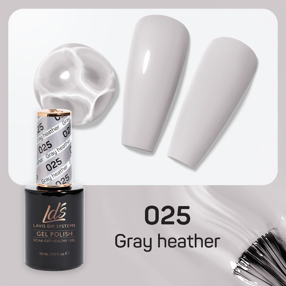 LDS 025 Gray Heather - LDS Healthy Gel Polish & Matching Nail Lacquer Duo Set - 0.5oz